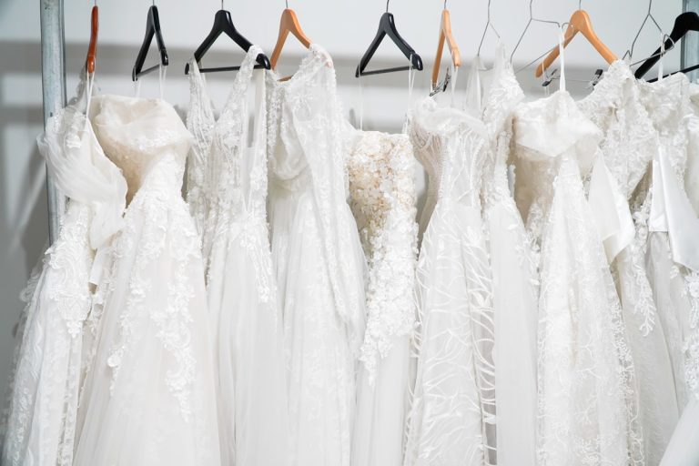 Wedding dresses hanging on a hanger. Fashion look